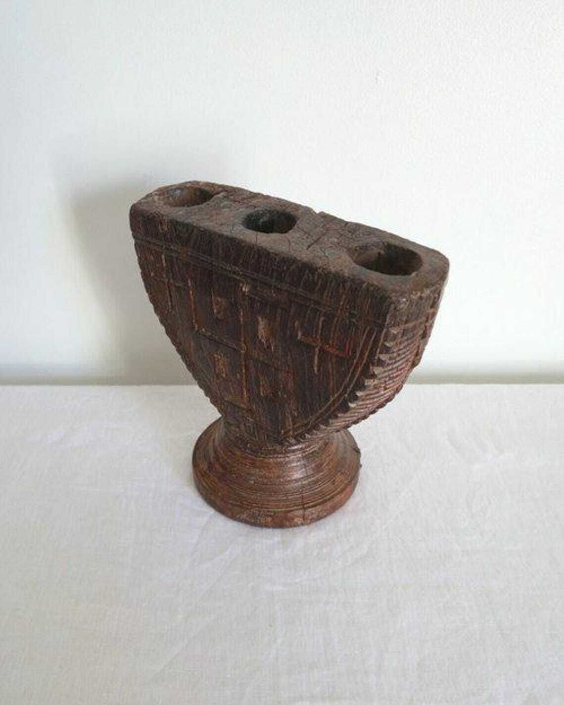 Mid 19th Century Indian Hand Carved Wooden Rice Separator photo 110.0