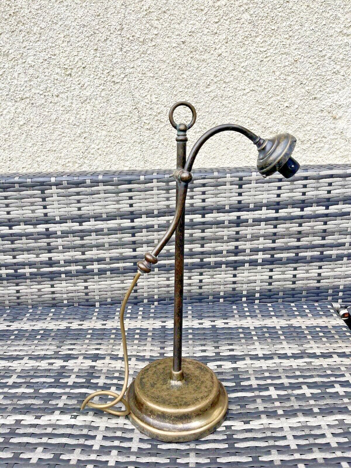 Antique Vintage French 1930's Brass Student Desk Lamp Base Light For Restoration photo vinterior