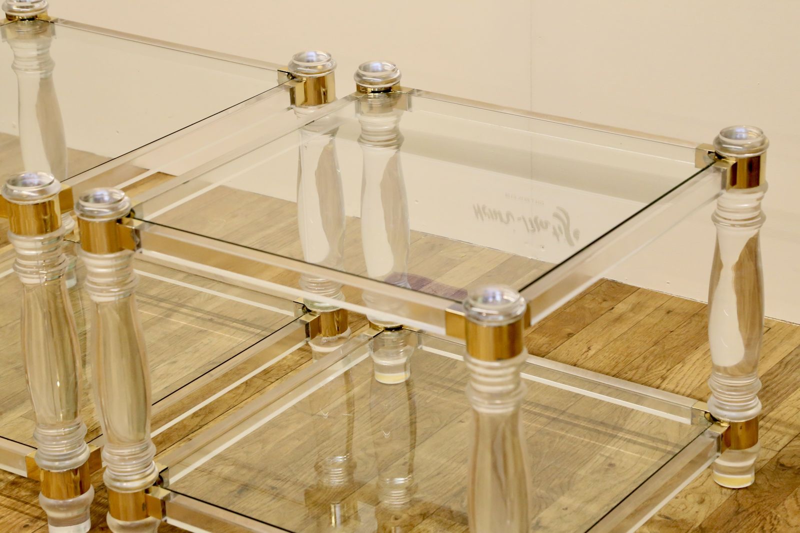 Hollywood Regency Mid Century Modern Dewulf Selection / Belgo Chrome And Glass Side Tables photo Furniture