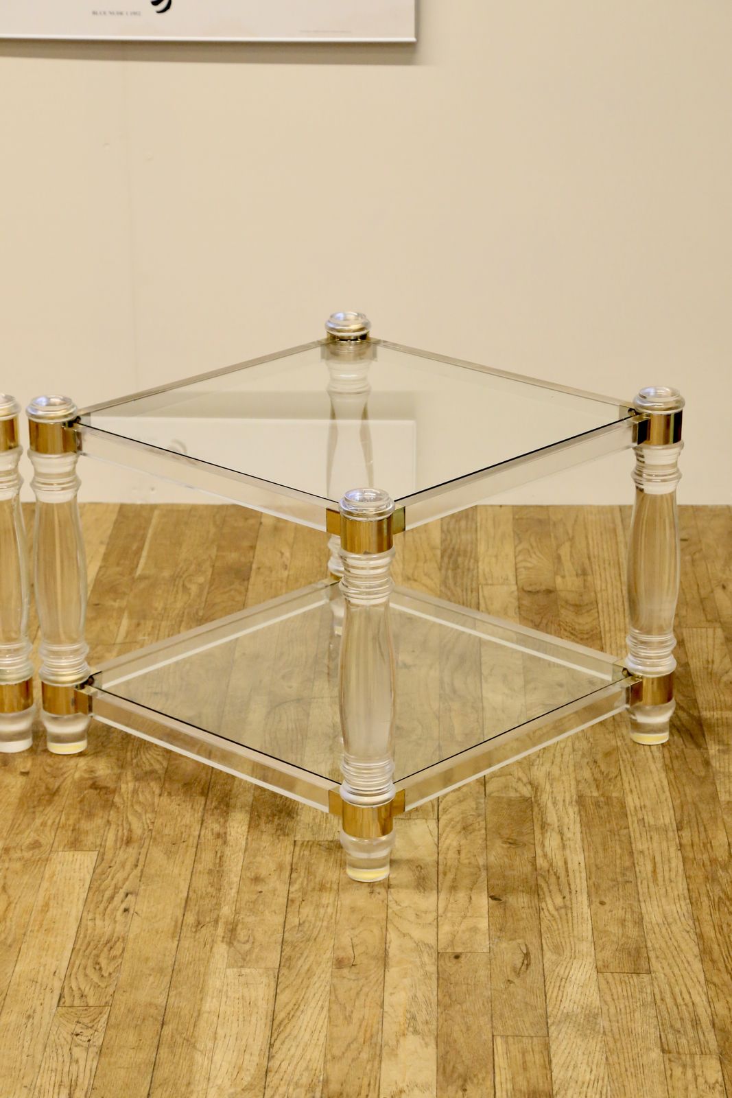 Furniture Hollywood Regency Mid Century Modern Dewulf Selection / Belgo Chrome And Glass Side Tables photo