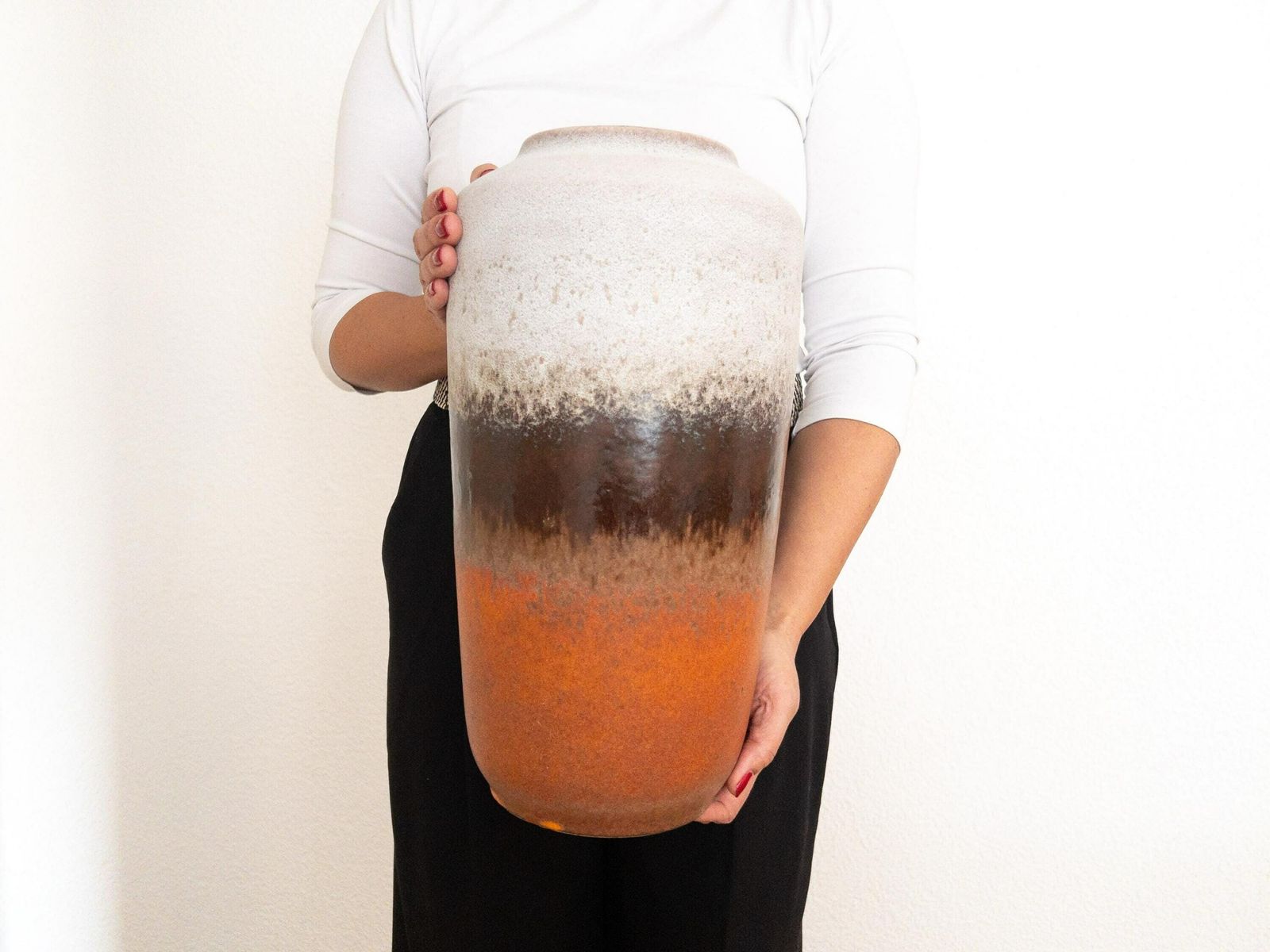 Xl Tall Scheurich Floor Vase   Foamy Fat Lava West German Pottery Vase   Scheurich West Germany 517 38
