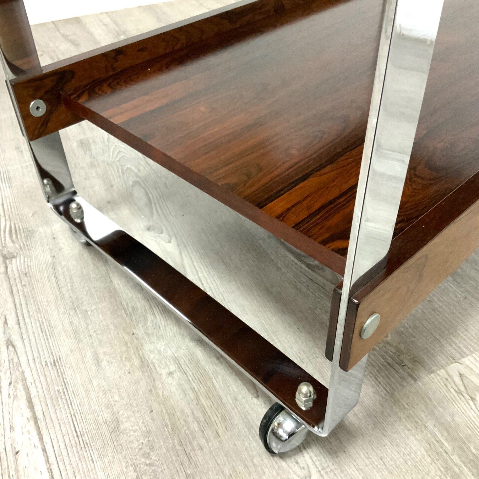 photo furniture Vintage Merrow Associates Rosewood And Chome Bar Cart Drinks Trolley Side Table