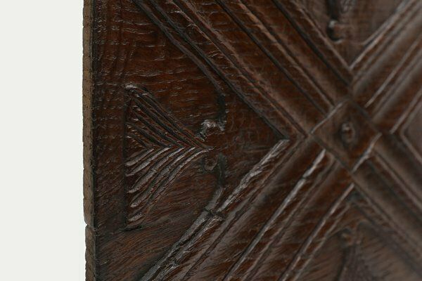 16th Century Gothic Sculpted Oak Panel, Belgium photo vintage
