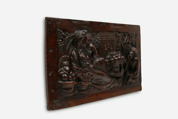 Gothic Hand Sculpted Panel In Oak, Belgium, 17th Century photo 802.0