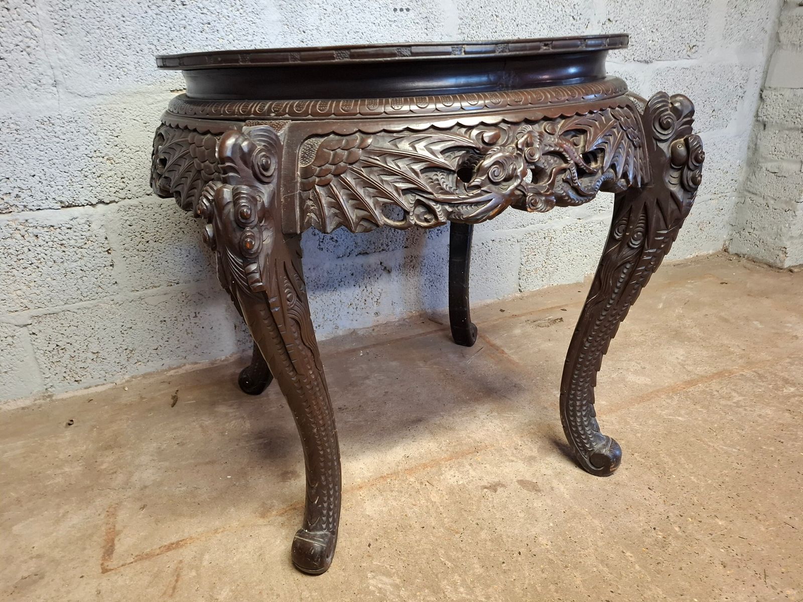 Early 20th Century Japanese Meiji Carved Flying Dragon Table. photo Furniture