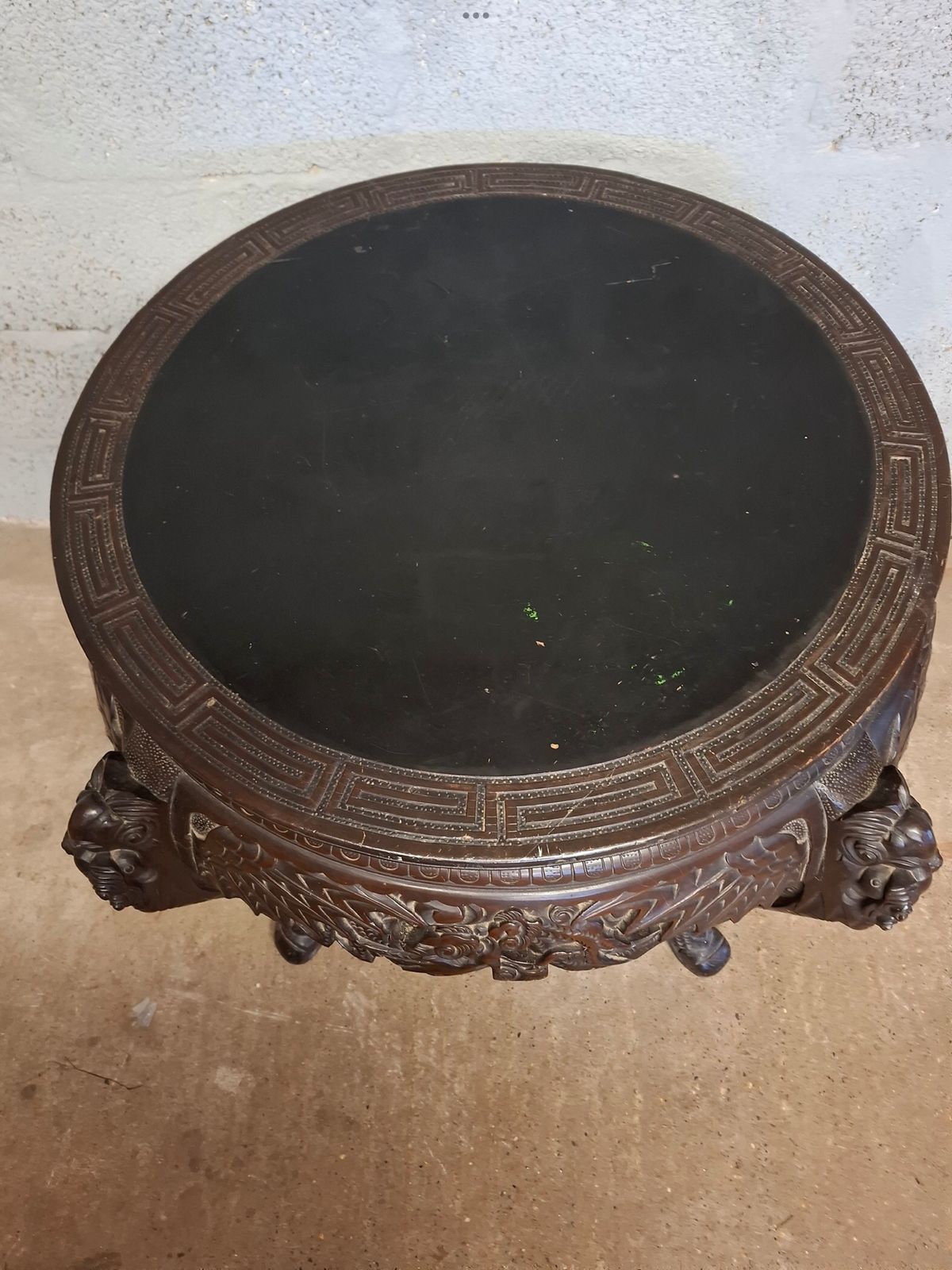 Early 20th Century Japanese Meiji Carved Flying Dragon Table. photo vinterior