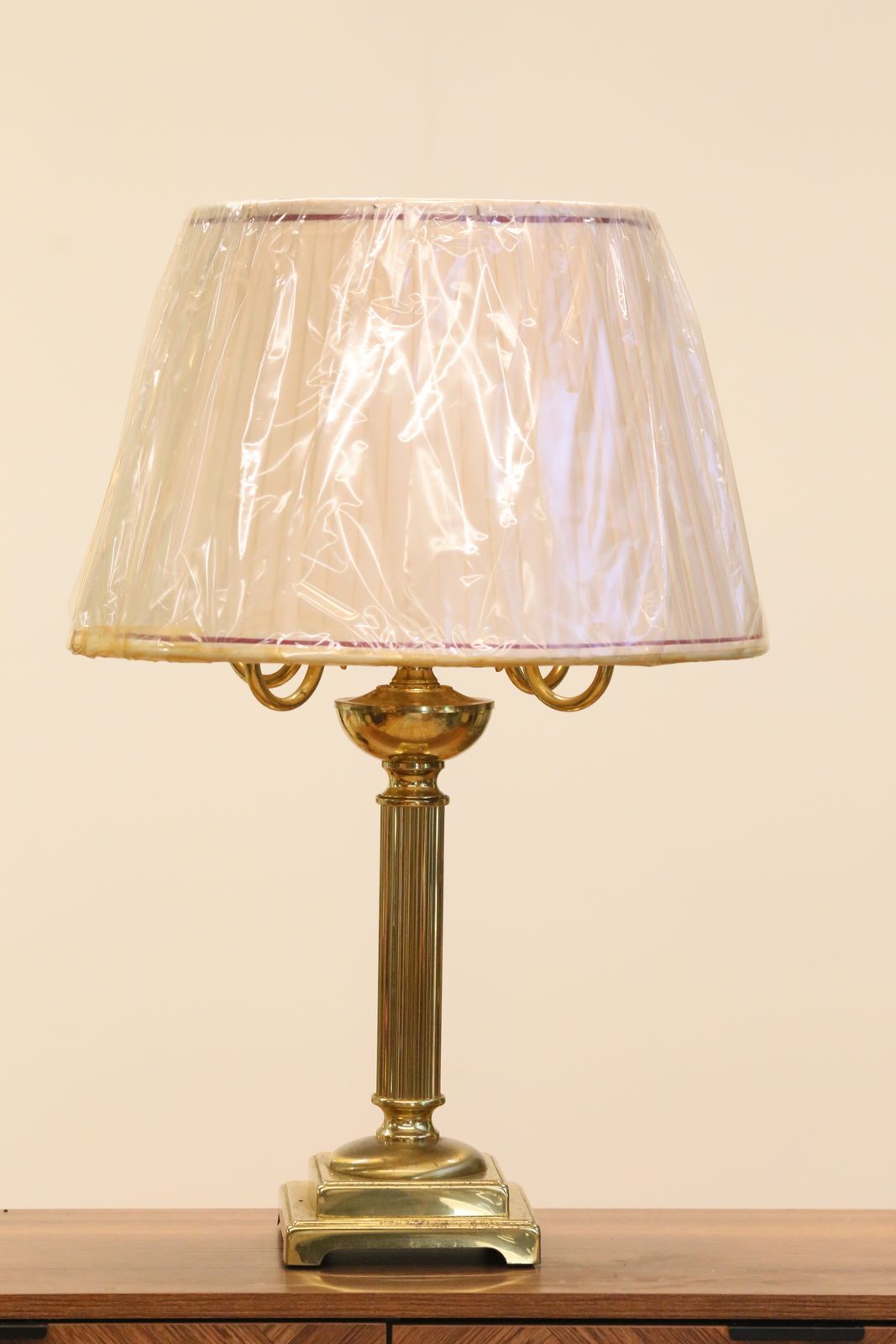 Vintage Brass Electric Table Lamp With Candelabrum Design photo buy