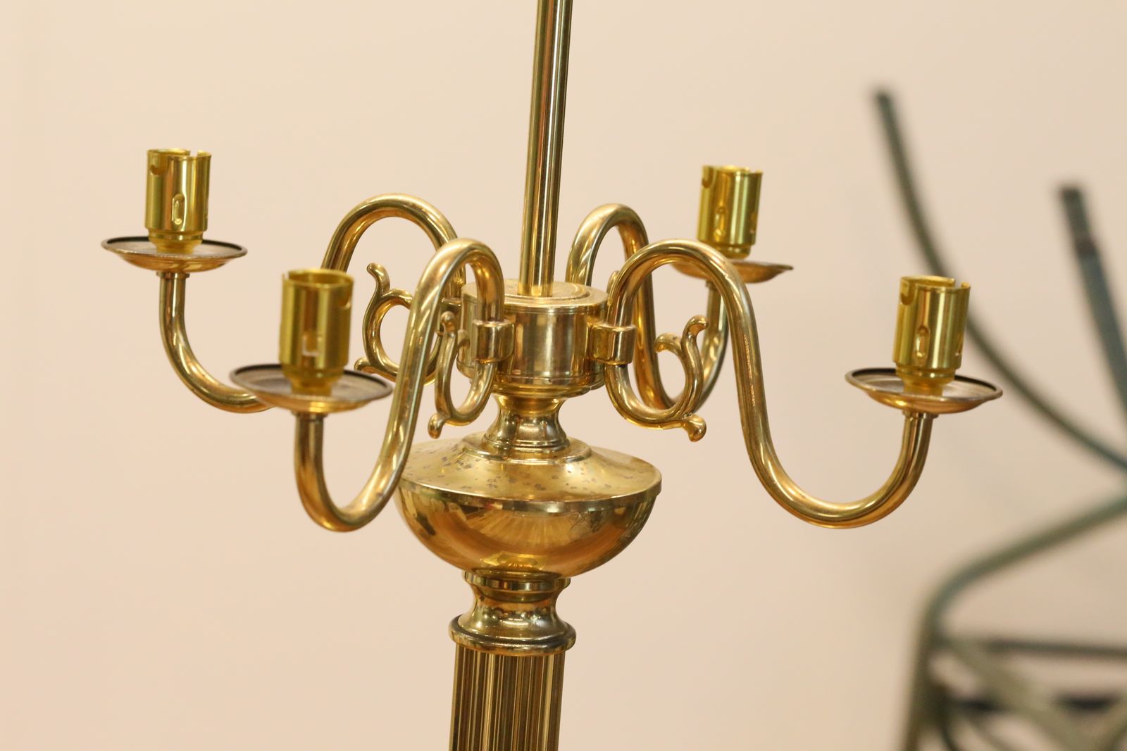 photo buy Vintage Brass Electric Table Lamp With Candelabrum Design