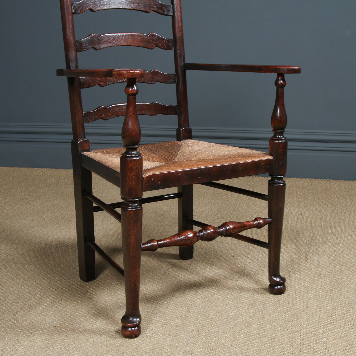 English Large Victorian Ash & Elm Lancashire Spindle Back Country Farmhouse Kitchen Dining Armchair / Chair (Circa 1890) photo for sale
