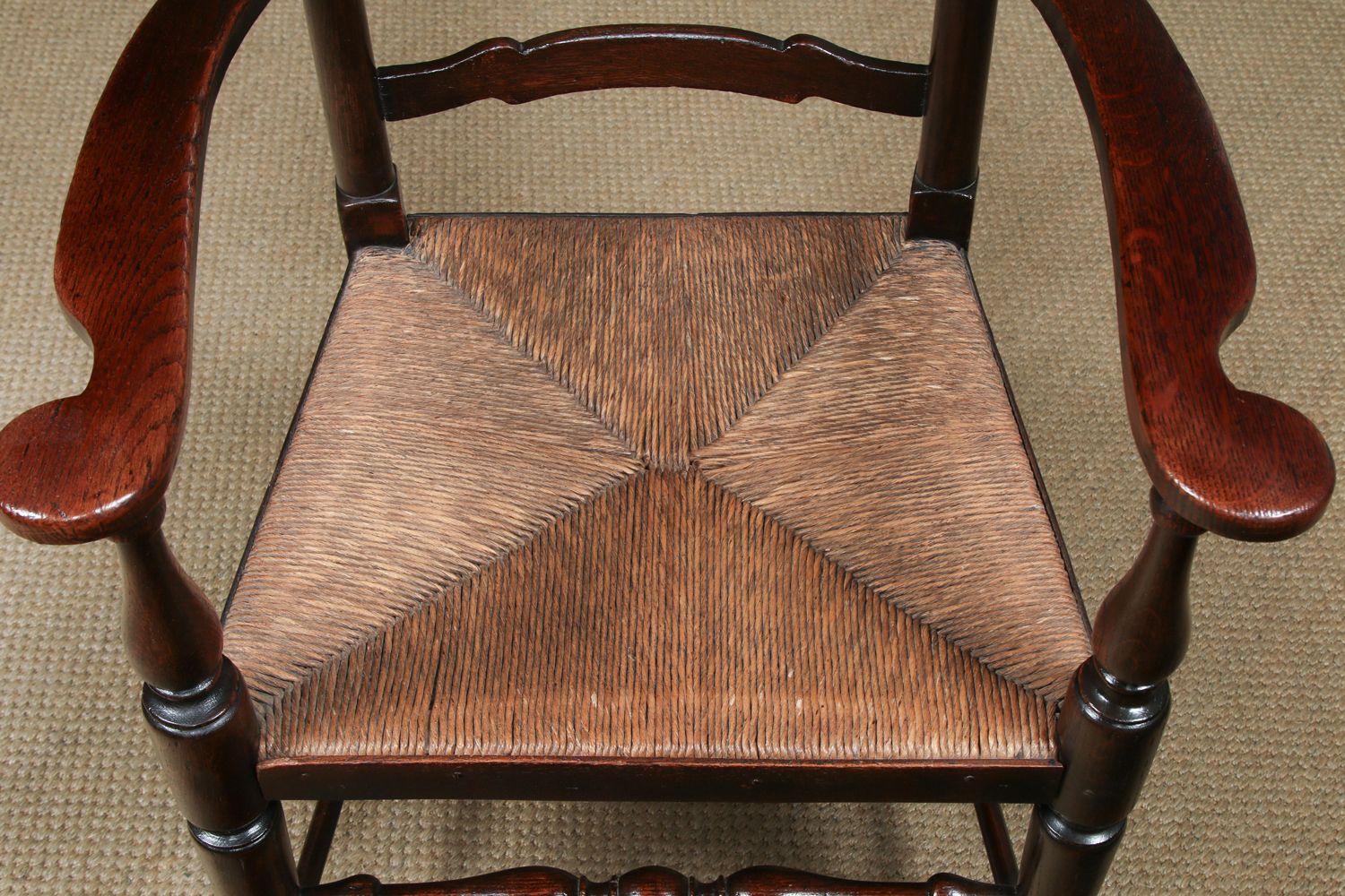 photo for sale English Large Victorian Ash & Elm Lancashire Spindle Back Country Farmhouse Kitchen Dining Armchair / Chair (Circa 1890)