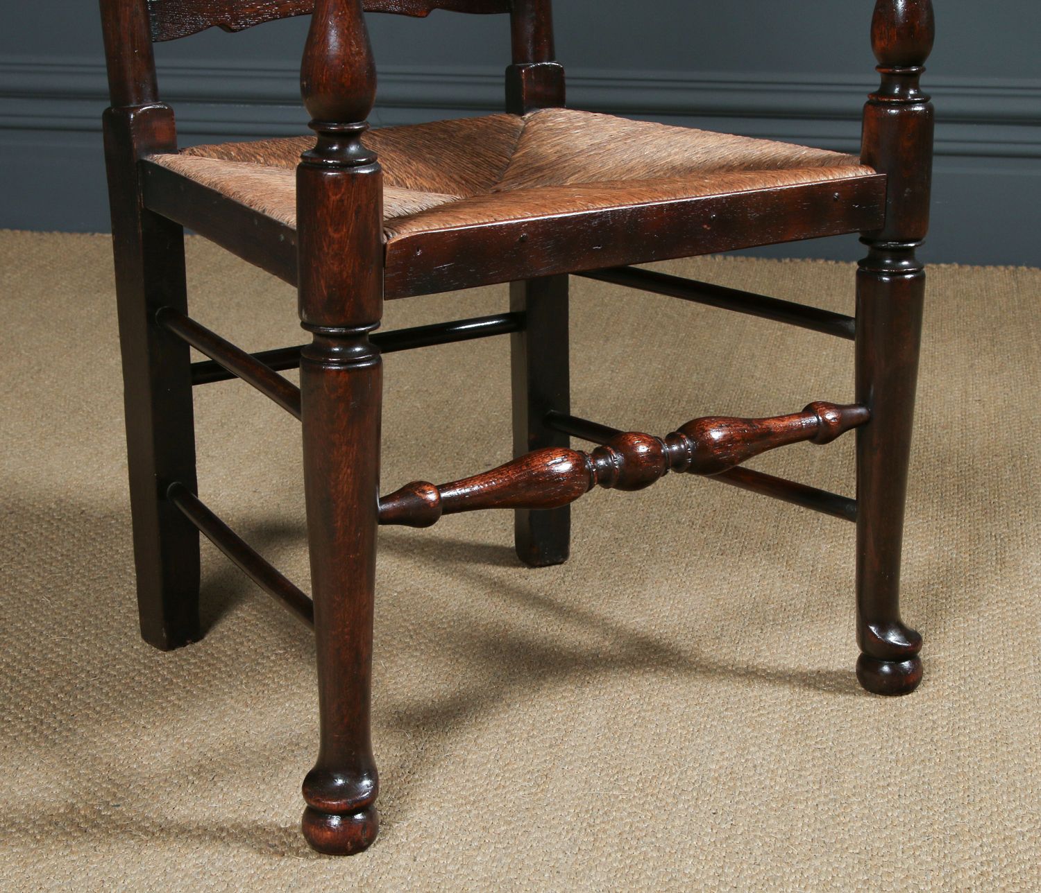 595.0 English Large Victorian Ash & Elm Lancashire Spindle Back Country Farmhouse Kitchen Dining Armchair / Chair (Circa 1890) photo