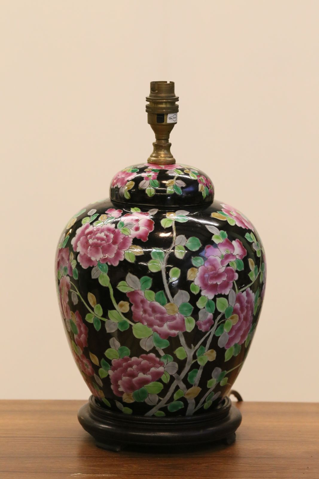 Chinese Antique Porcelain Lamp With Floral Motif   51cm Height photo for sale