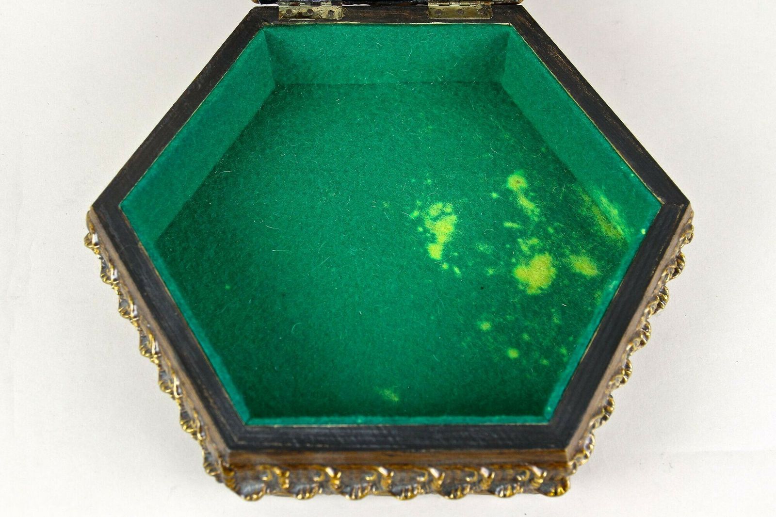Hexagonal 19th Century Wooden Jewelry Box, Handpainted, Austria Ca. 1890 photo vinterior