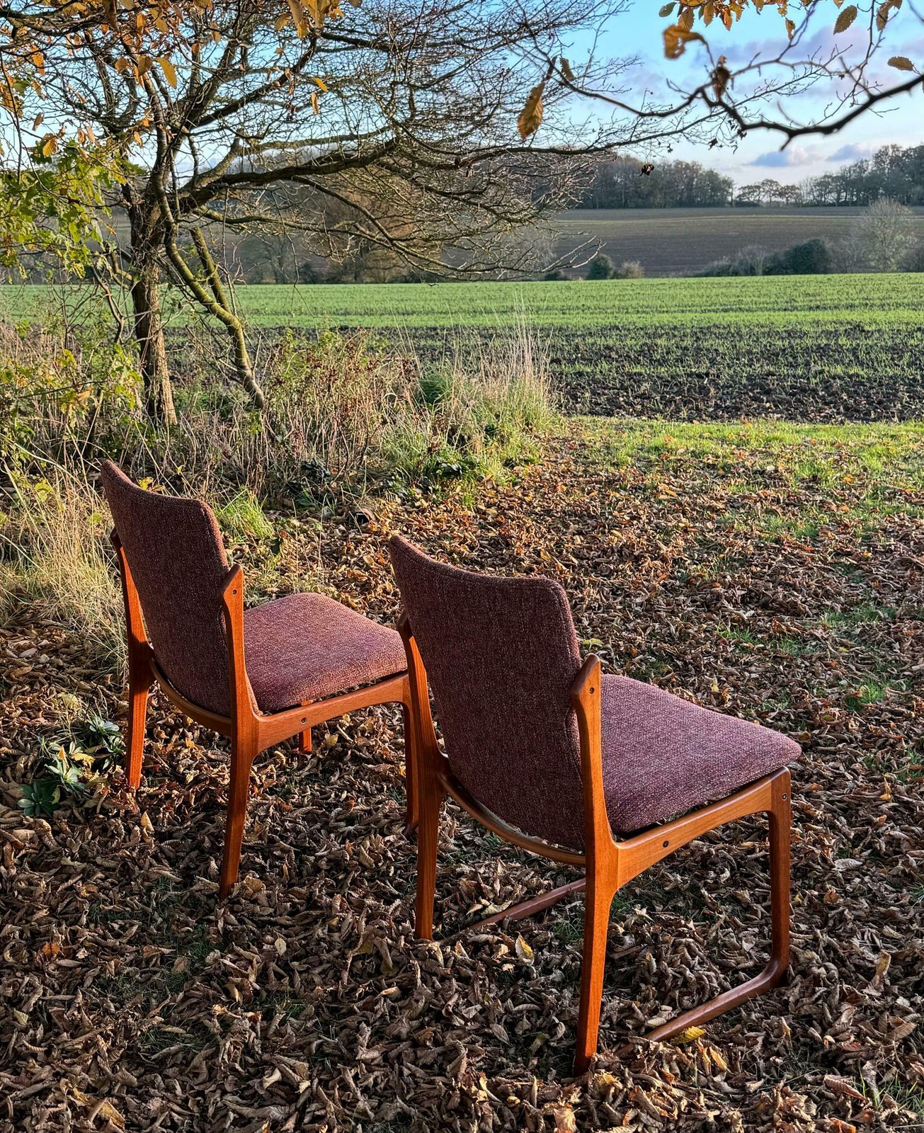Mid Century Danish Teak Upholstered Set Of Eight Dining Chairs By Vamdrup Stolefabrik 1960 photo vinterior