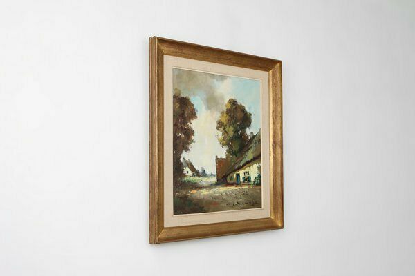 Belgian Artist, Farm Scene, 1950s, Oil On Canvas, Framed photo vintage