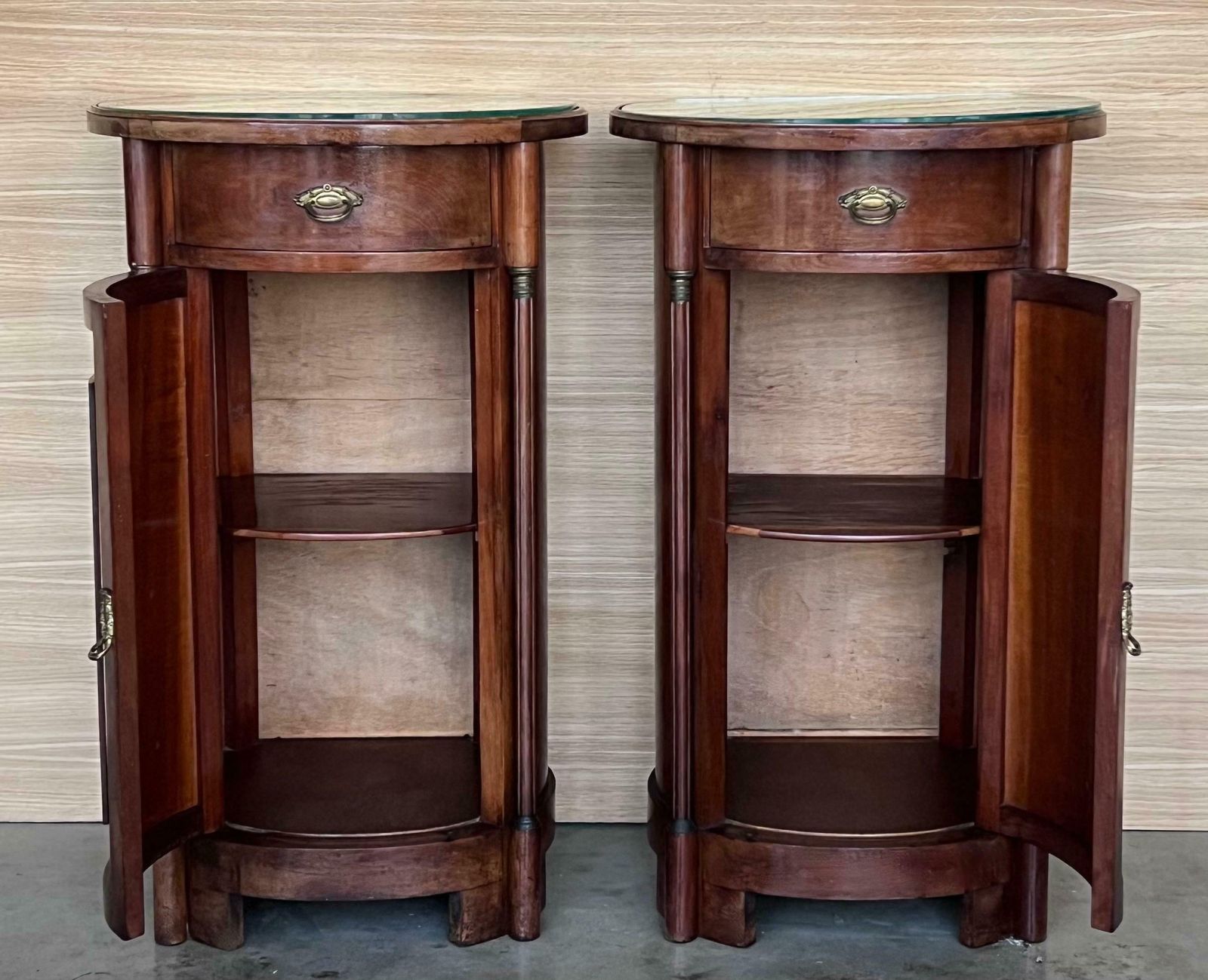 photo for sale 1890 Biedermeier Style Drum Tables With Drawer And Door