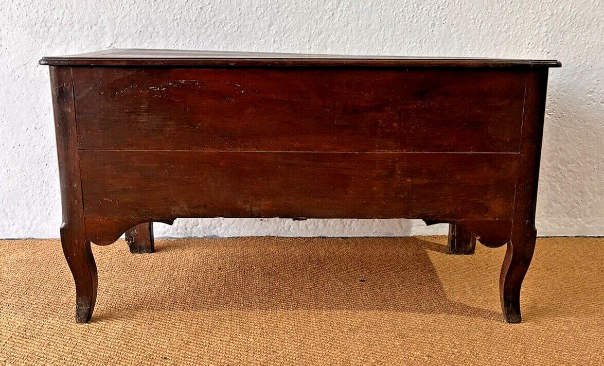 Antique 18th C French Louis XV Fruitwood Coffer Storage Chest Trunk Side Table