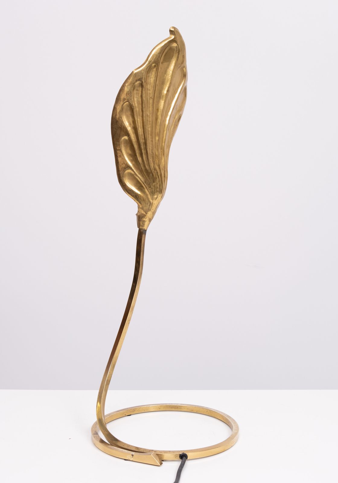 Lighting Pair Brass Leaf Table Lamps Design By Carlo Giorgi & Tommaso Barbi 1970s photo