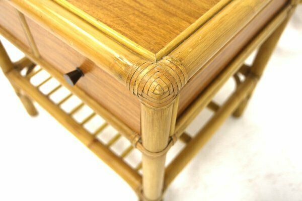 Rattan Bedside Tables From Dux, Sweden, 1960s, Set Of 2 photo for sale