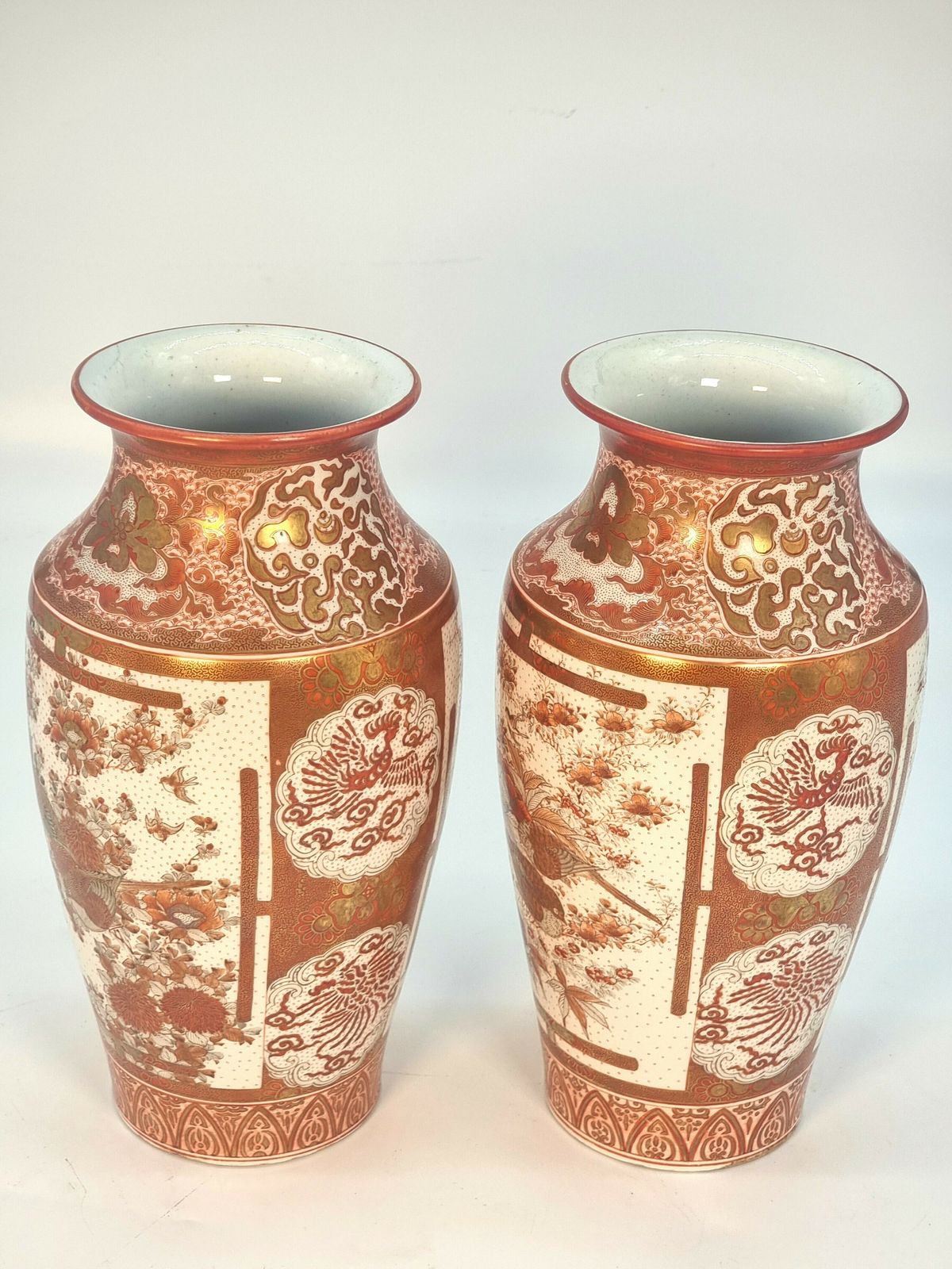 A Large Pair Of Japanese Hand Painted Kutani Porcelain Vases, Circa 1890 photo 1345.0