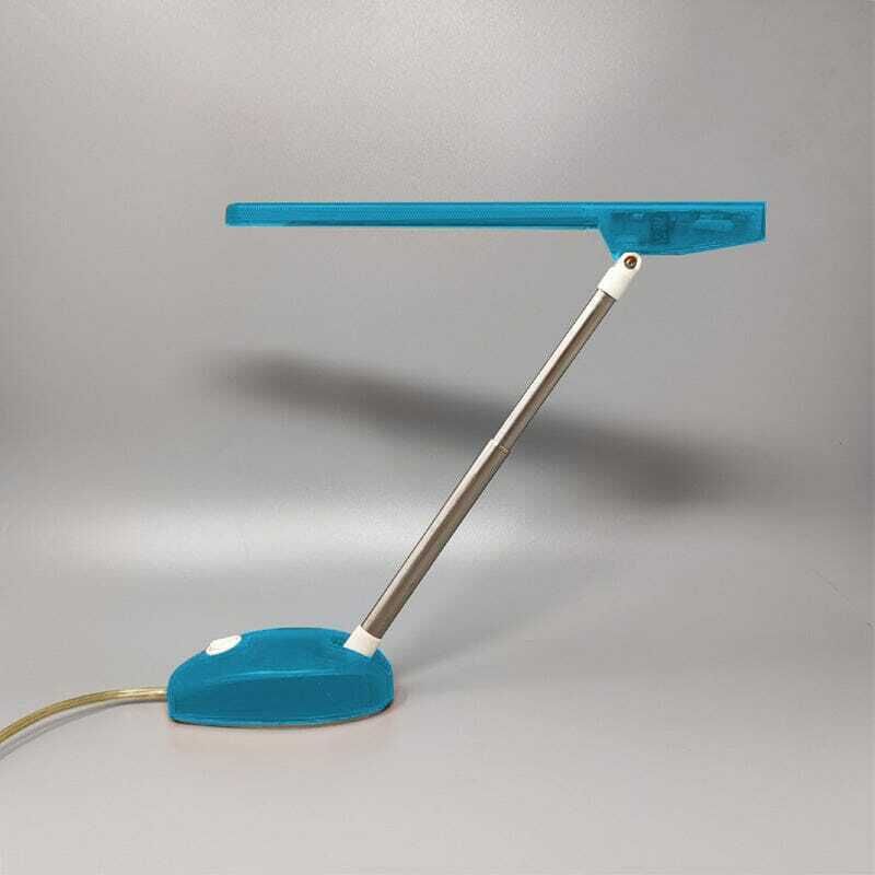 1990s Gorgeous Blue Table Lamp "Microlight" By Ernesto Gismondi For Artemide. Made In Italy photo for sale