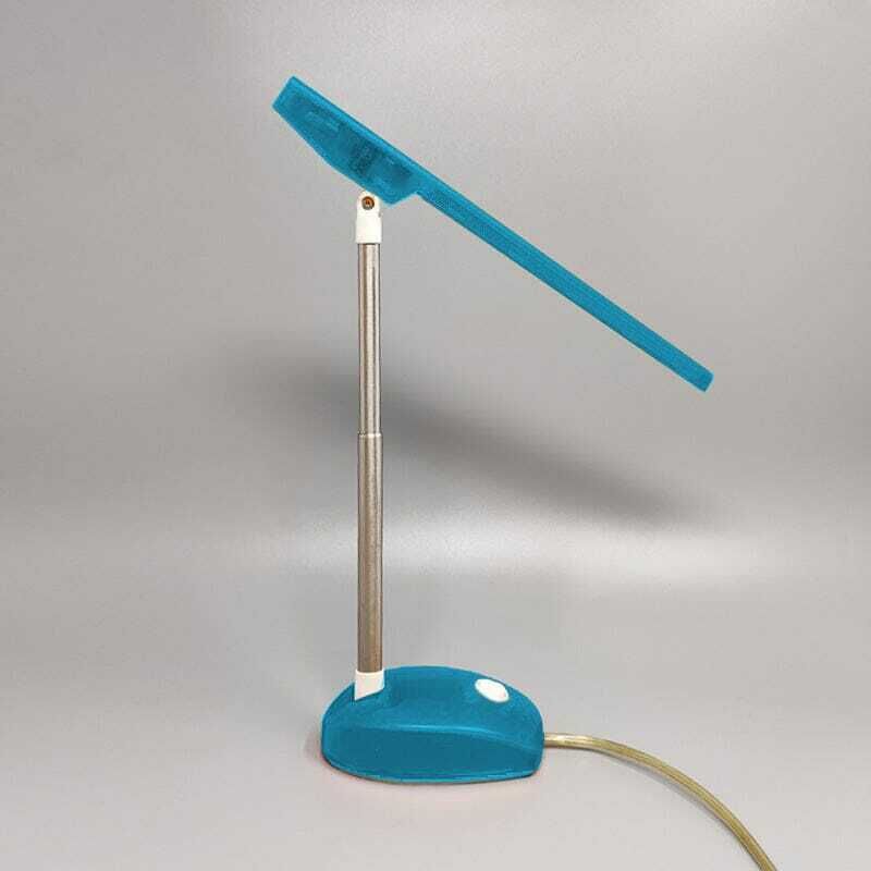 1990s Gorgeous Blue Table Lamp "Microlight" By Ernesto Gismondi For Artemide. Made In Italy photo Lighting
