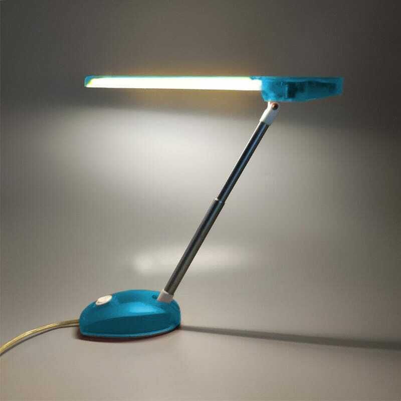 1990s Gorgeous Blue Table Lamp "Microlight" By Ernesto Gismondi For Artemide. Made In Italy photo vintage