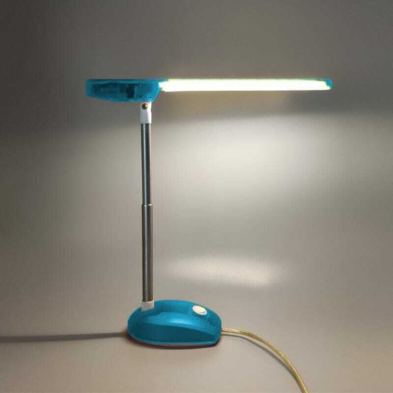 photo furniture 1990s Gorgeous Blue Table Lamp "Microlight" By Ernesto Gismondi For Artemide. Made In Italy