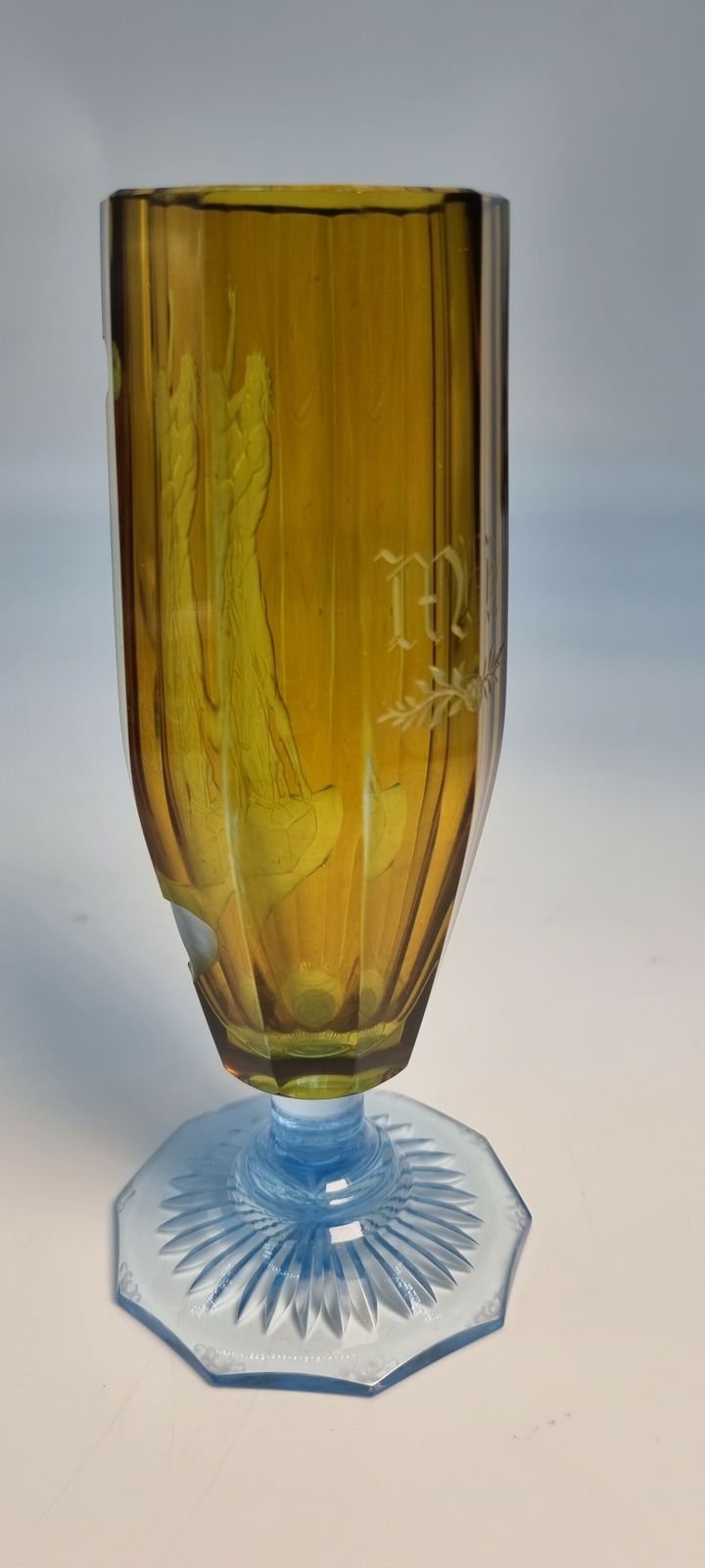 19th Century English Intaglio Engraved Stemmed Goblet, Circa 1880 photo Home Decor