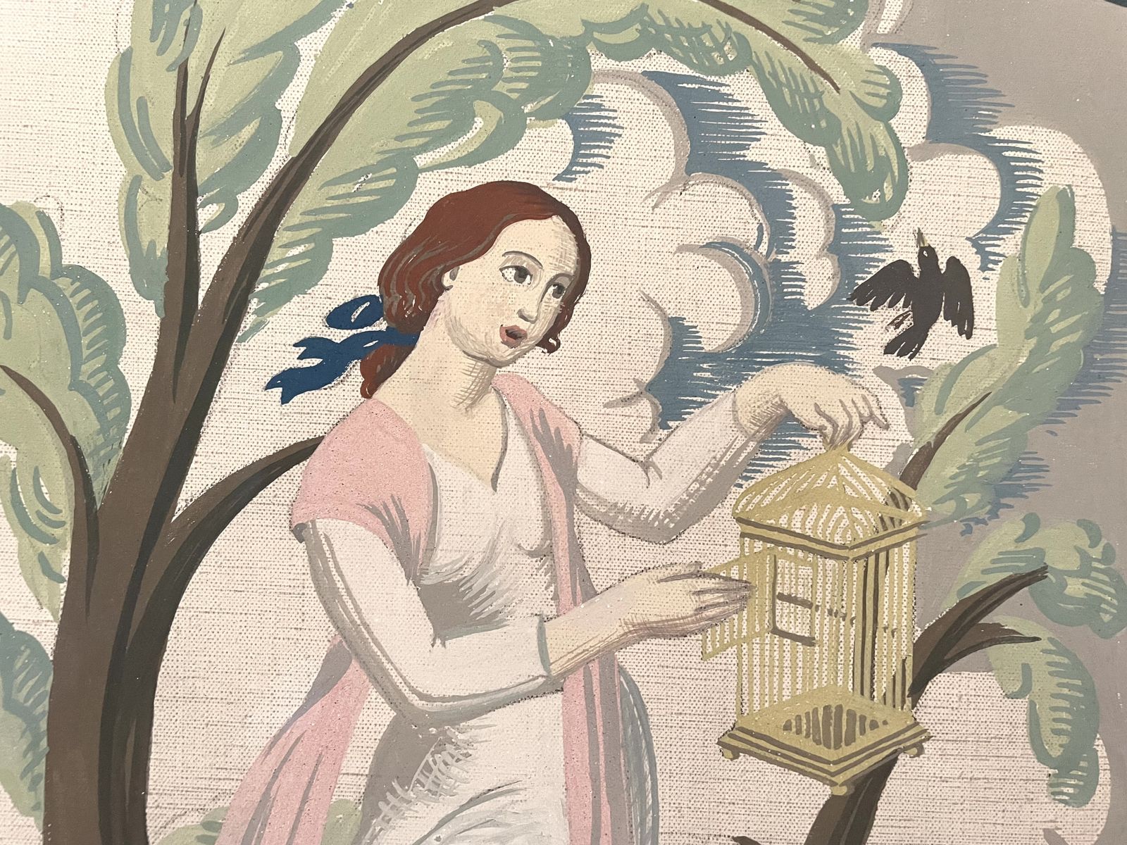 Mary Adshead   Music & Song   A Pair Of 1920s Tempera Paintings photo furniture