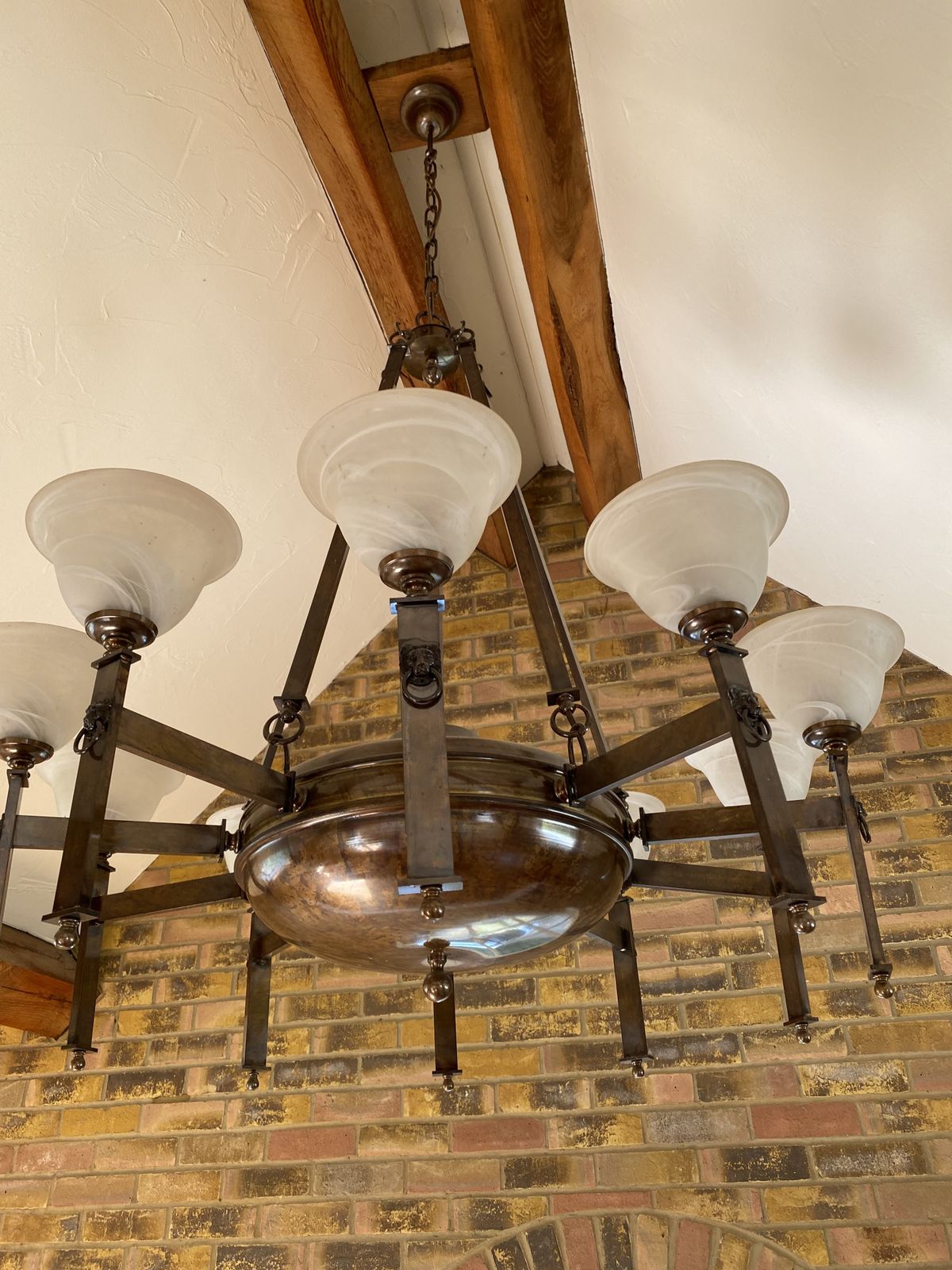 Pair Of Antique Bronze Finish Christopher Hyde Chandeliers photo for sale