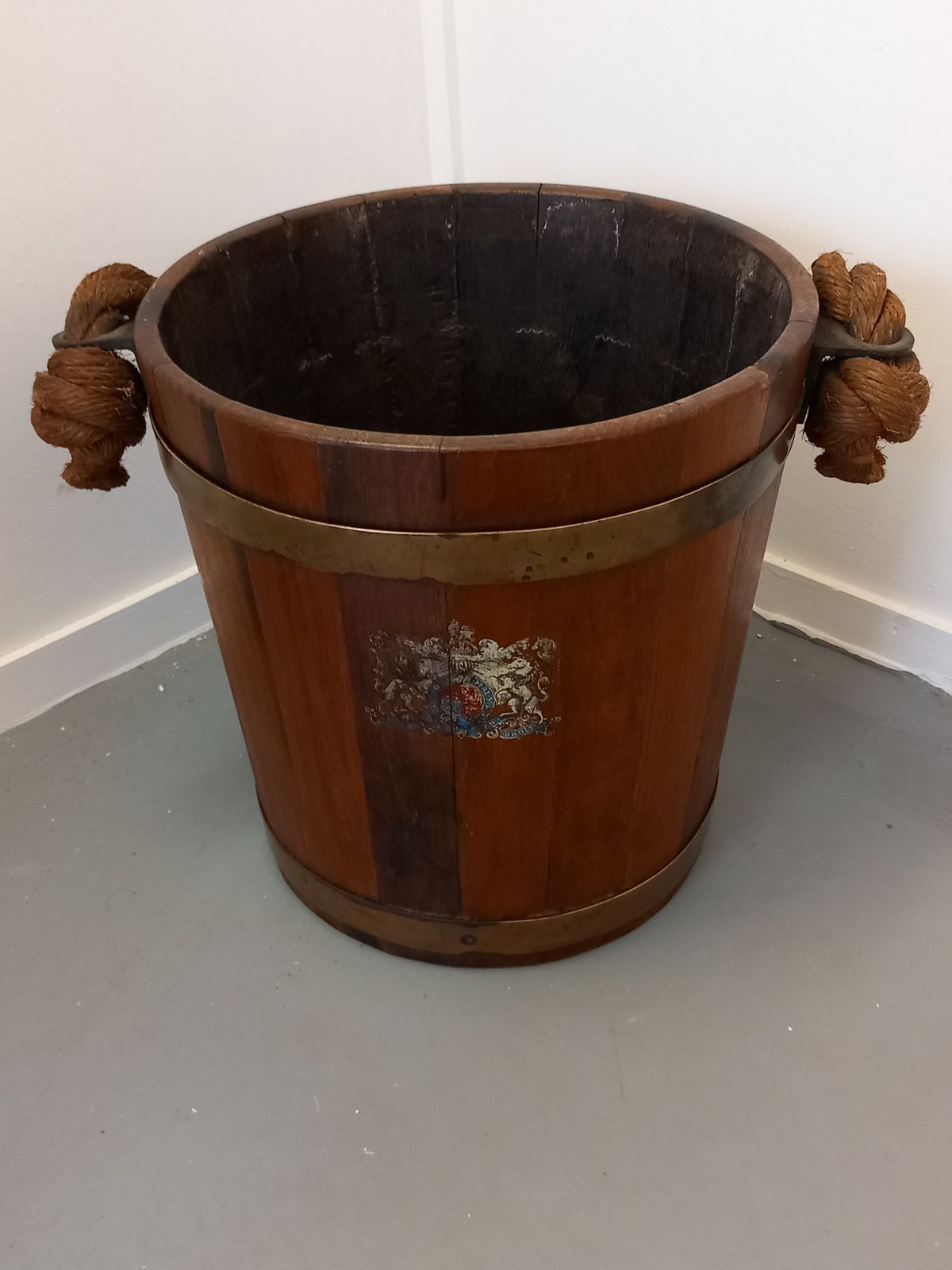 Brass Bound Wooden Bucket, 1910s photo furniture