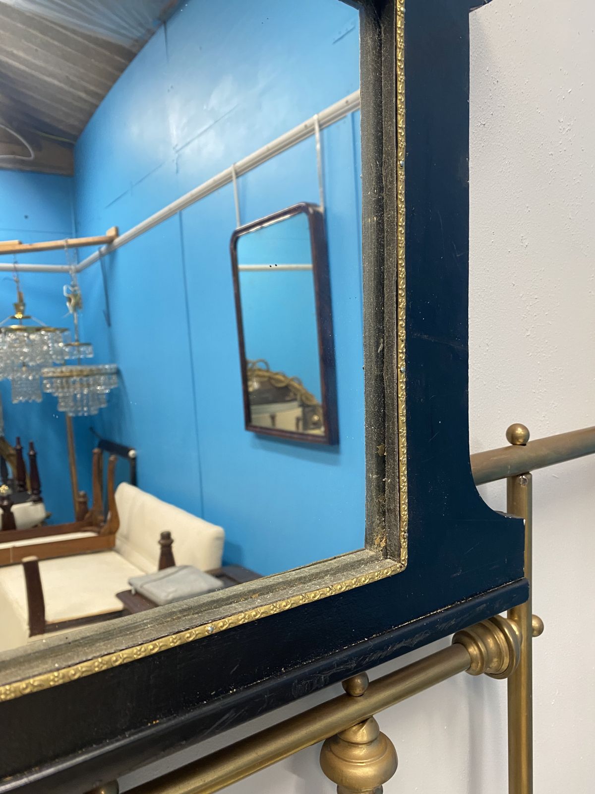 Boulle Style Faux Tortoiseshell & Gilt Mirror photo for sale