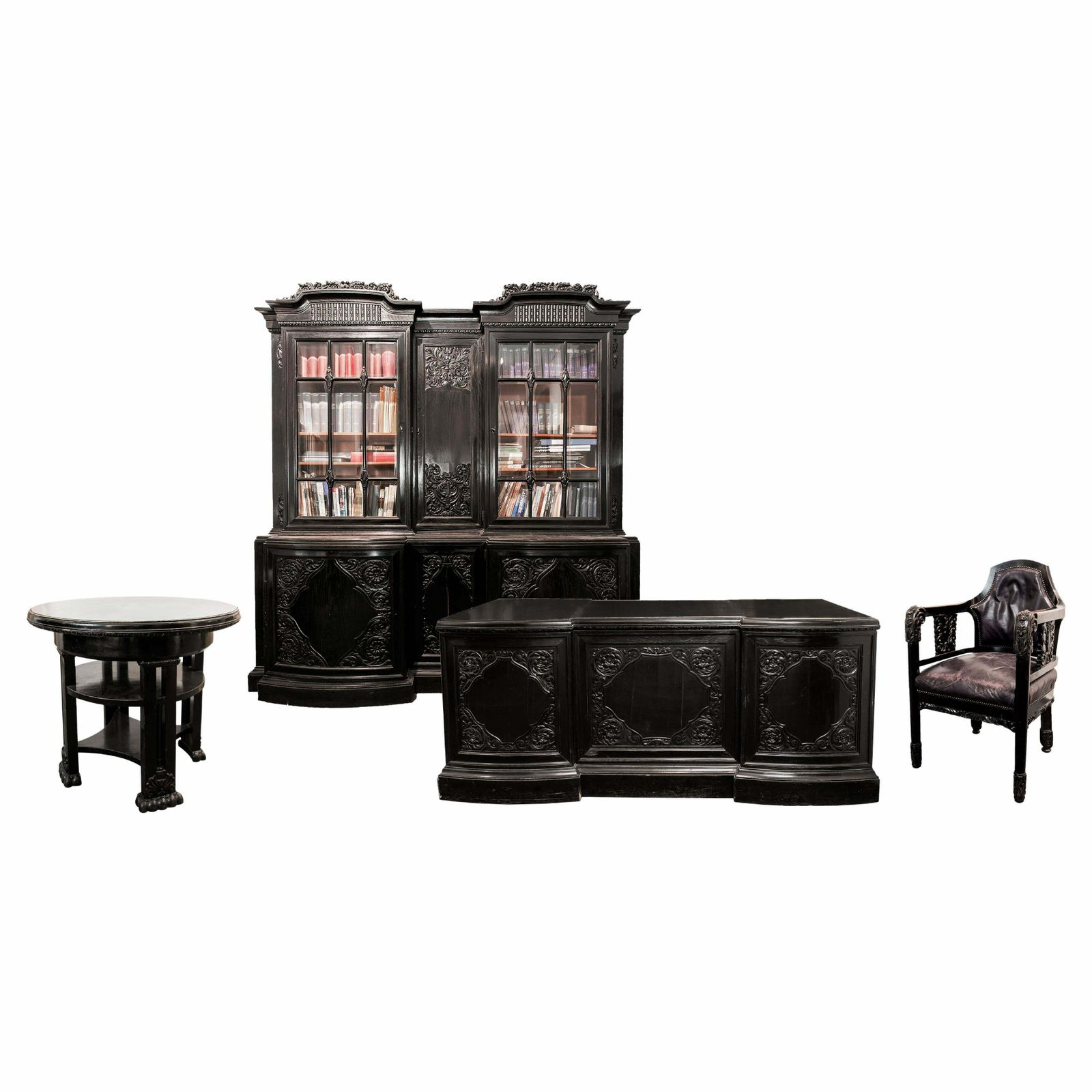 Eclectic Office Furniture Ensemble, Ca. 1920 '4 Pieces'