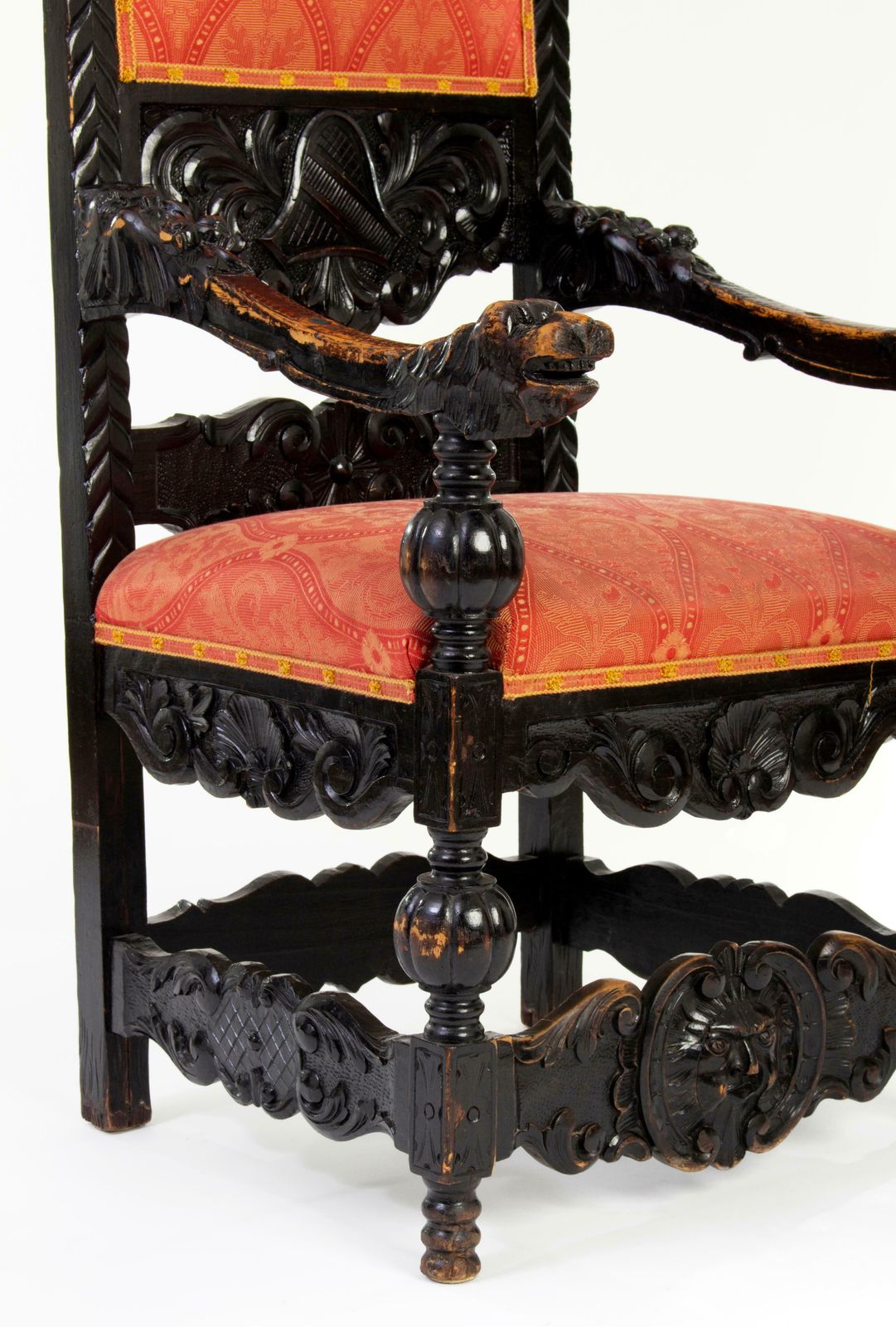 Antique Carved Basswood Throne Chairs In Historicist Style, Ca. 1900 photo 1524.0