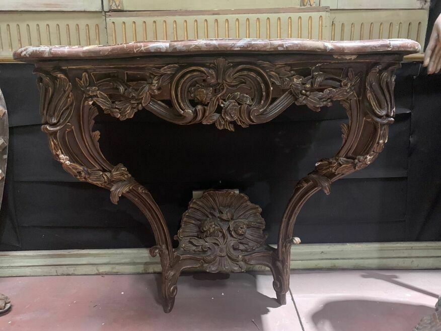 Louis XV Console In Carved And Patinated Wood, 18th Century Period photo furniture