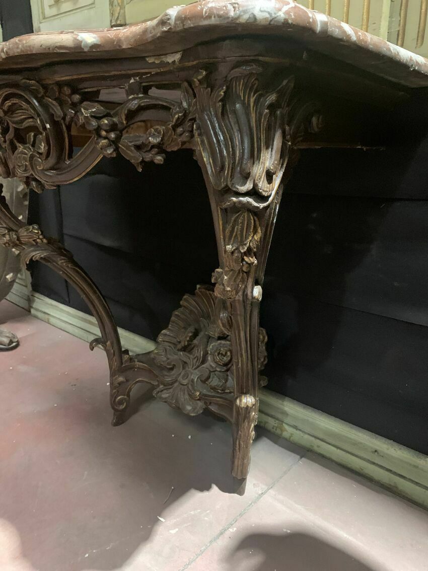 photo for sale Louis XV Console In Carved And Patinated Wood, 18th Century Period