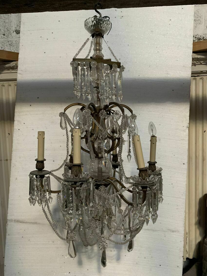 Louis XV Style "Fontaine" Chandelier In Bronze And 20th Century Pendants photo furniture