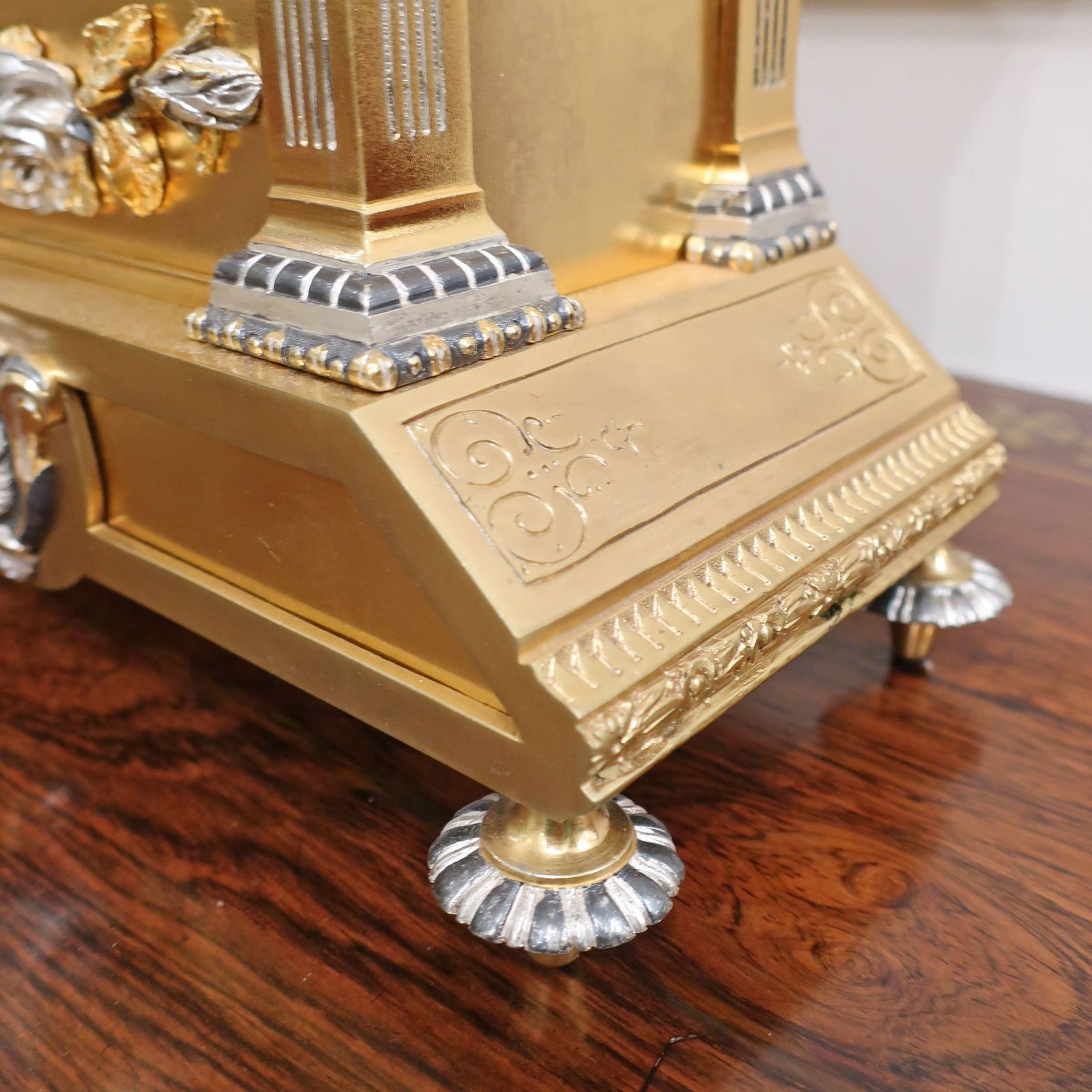 French 19th Century Brass Gilt And Silver Gilt Mantel Clock photo 1380.0