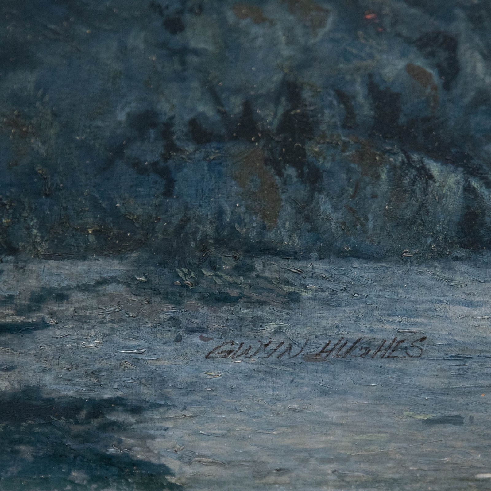 Gwyn Hughes (B.1953) 20th Century Oil, Britannia Bridge photo vinterior