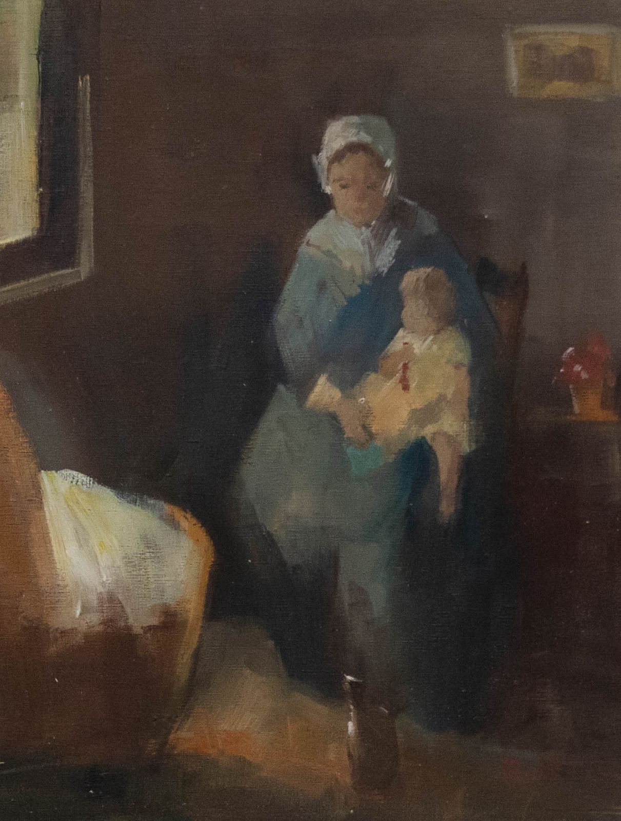 Nicolai Coster Mid 20th Century Oil, The Nursery photo furniture
