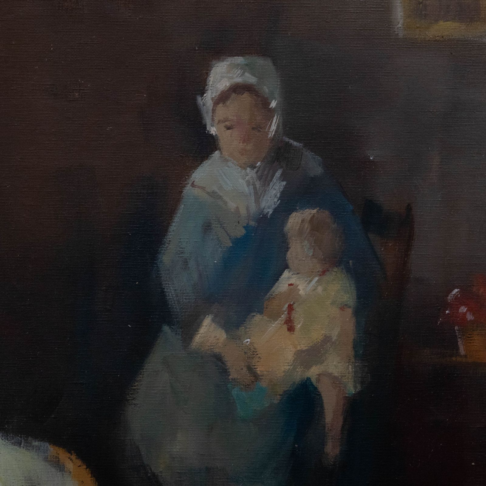 Nicolai Coster Mid 20th Century Oil, The Nursery photo Art