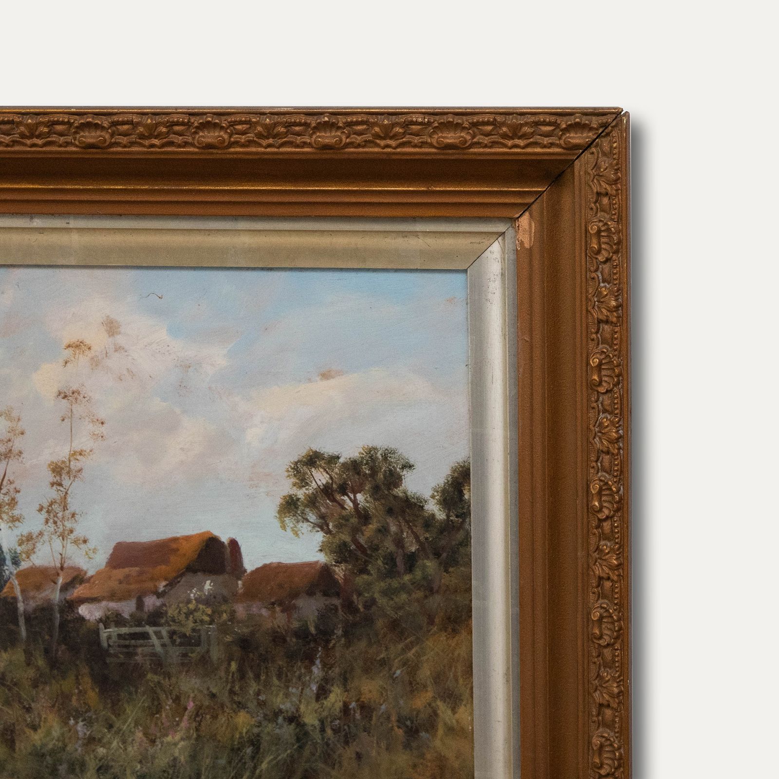 W. Lewis  Mid 20th Century Oil, Farm On The River photo 246.0