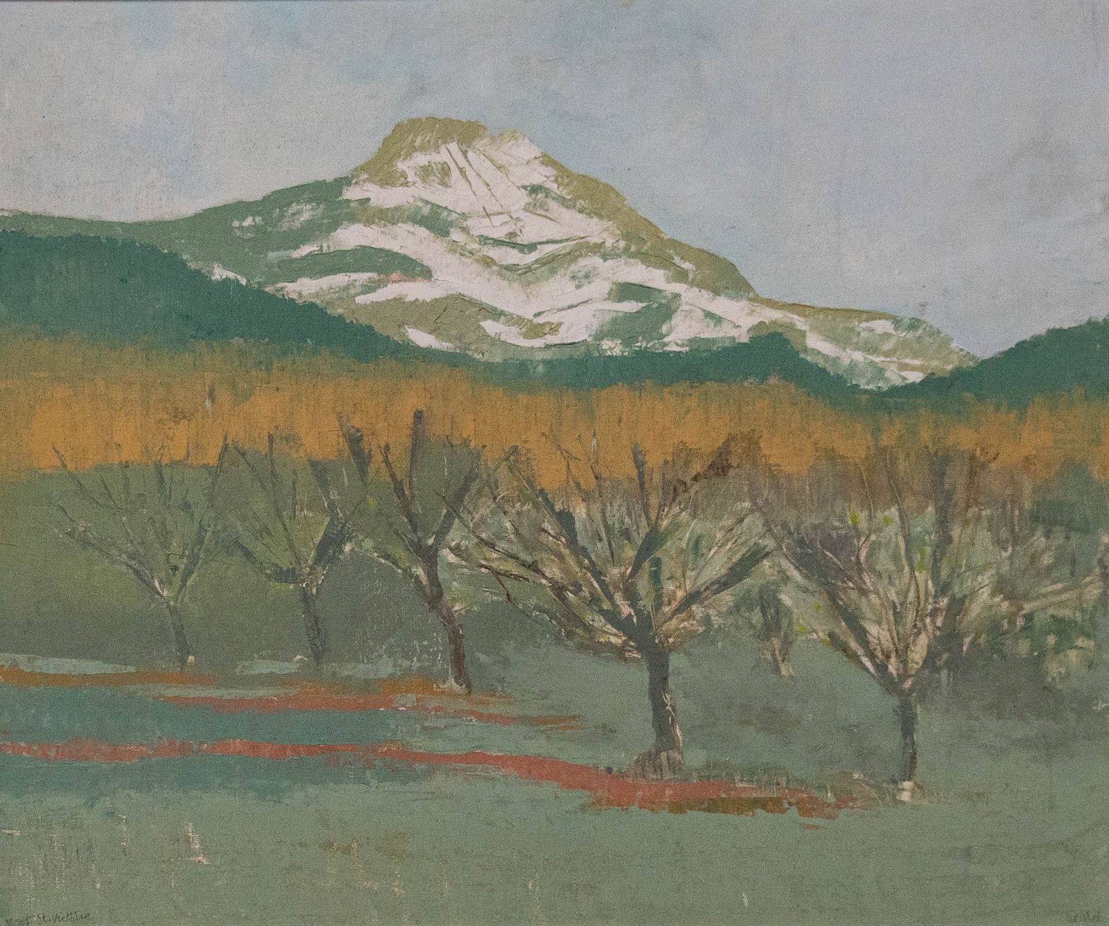 Seiriol Davies Framed 20th Century Oil, Mount Sainte Victoire photo furniture