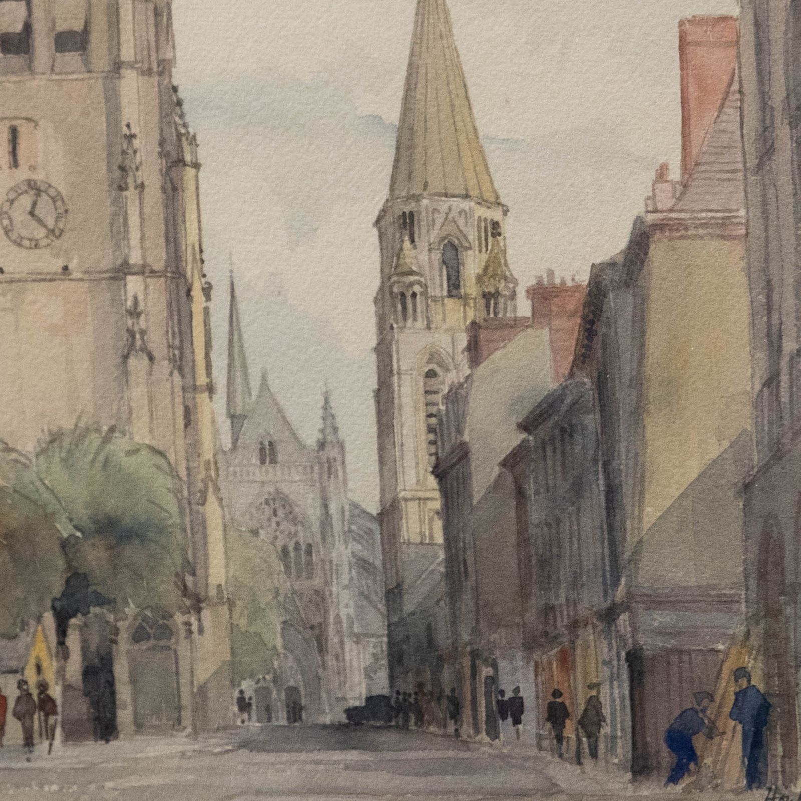 Howfe French Mid 20th Century Watercolour, Saint Martin Tower, Vendome photo Art