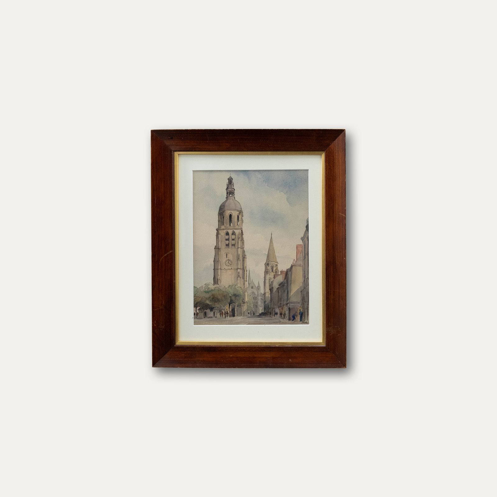 Howfe French Mid 20th Century Watercolour, Saint Martin Tower, Vendome photo buy