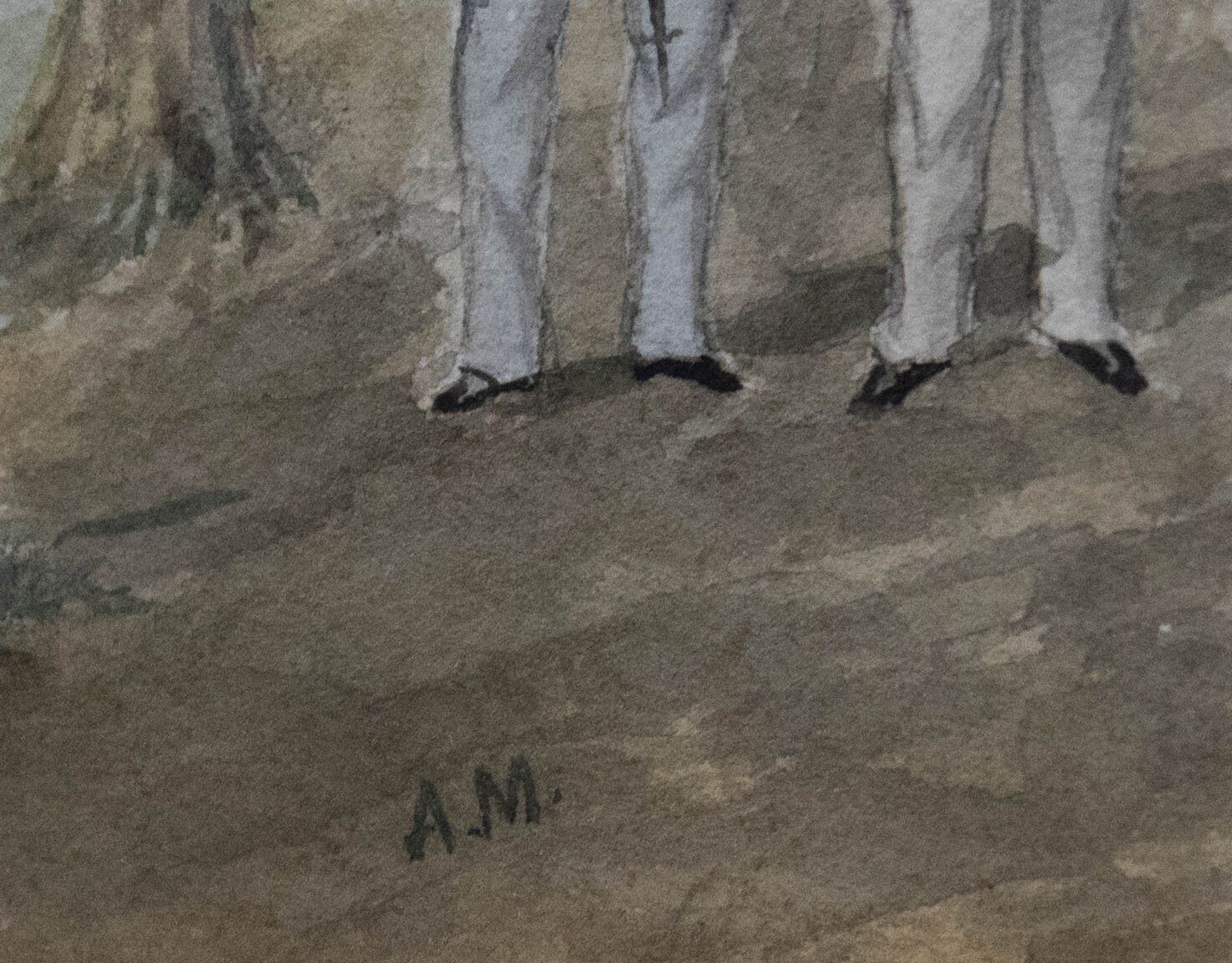 A. M.  Late 19th Century Watercolour, The Gentlemen's Meet photo vinterior