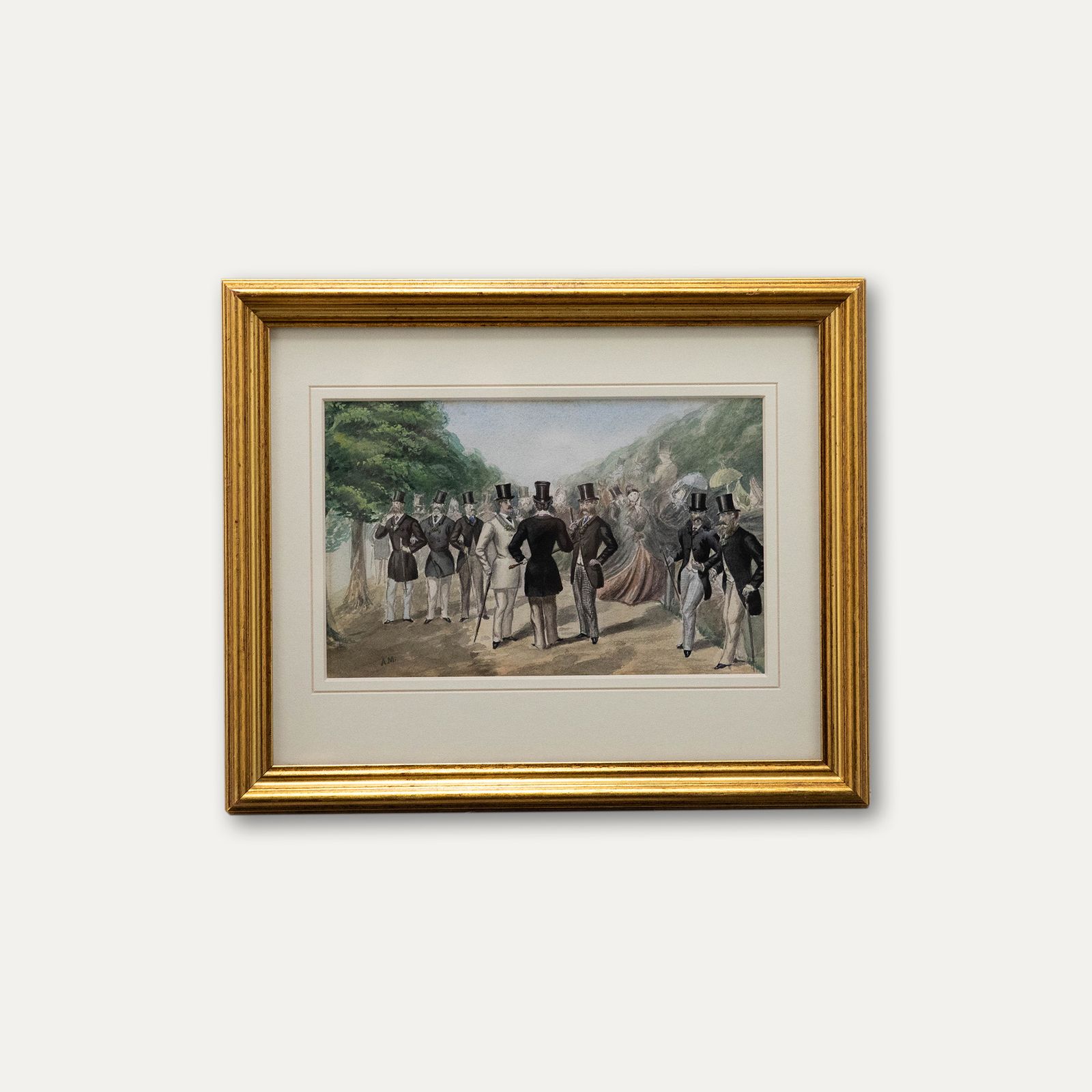 A. M.  Late 19th Century Watercolour, The Gentlemen's Meet photo buy
