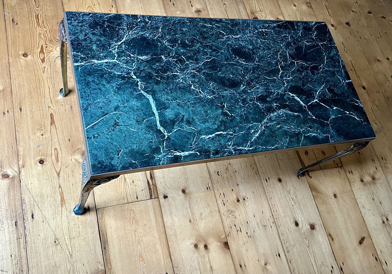Marble And Brass Coffee Table, Early 20th Century photo for sale