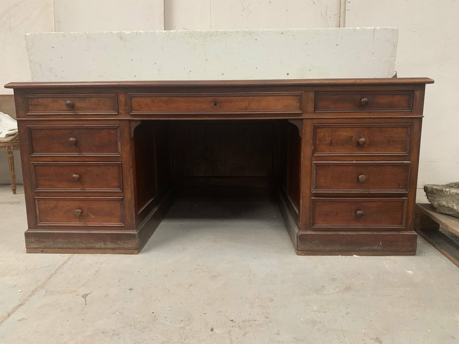 Napoleon III Style Flat Desk With Pedestal In 19th Century Mahogany photo furniture